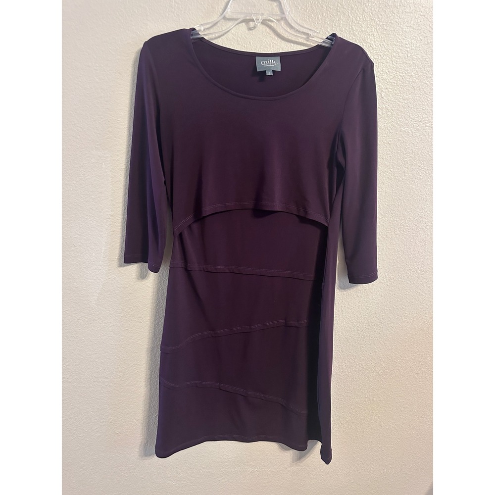 Milk Nursingwear‎ Purple 3/4 Sleeve Dress Size Small Comfortable